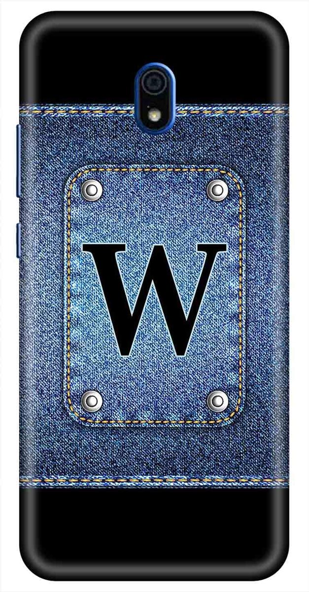 Amazon Brand - Solimo Designer Button Jeans Alphabet-W 3D Printed Hard Back Case Mobile Cover for Xiaomi Redmi 8A