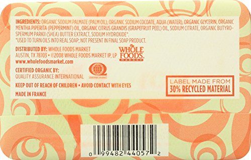 Whole Foods Market, Grapefruit Mint Organic Triple Milled Soap, 8 Ounce