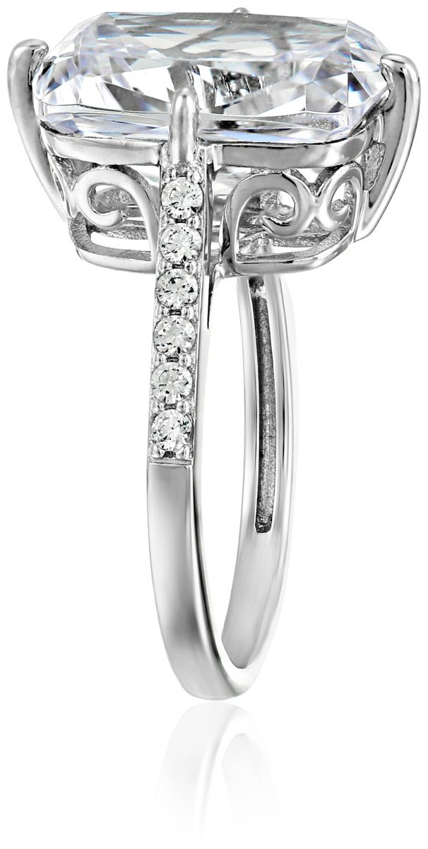 Platinum Plated Sterling Silver Celebrity "Kim" Ring made with Swarovski Zirconia, Size 9