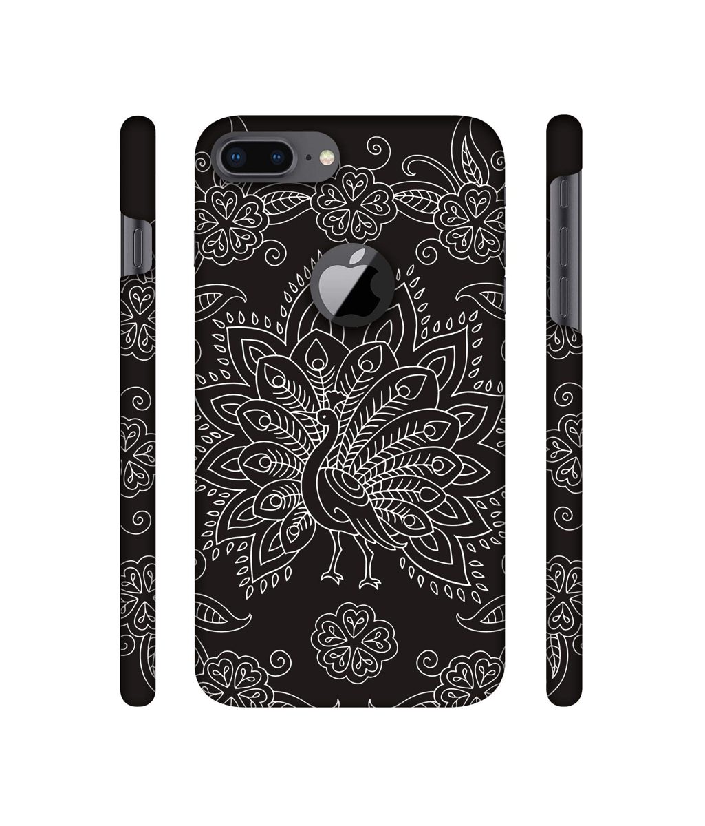 Amazon Brand - Solimo Designer White Peacock Rangoli 3D Printed Hard Back Case Mobile Cover for Apple iPhone 8 Plus (with Logo Cut)