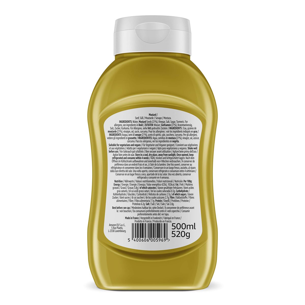 Amazon Brand - Solimo Yellow Mustard (6 x 500 ml)