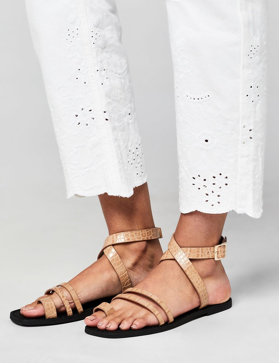 find. Women’s Ankle Strap Sandals, Brown, 6 UK