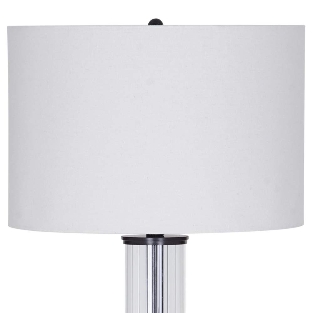 Ravenna Home Clear Ribbed Glass Cylinder Living Room Floor Lamp with LED Light Bulb - 64.25 Inches, Dark Bronze