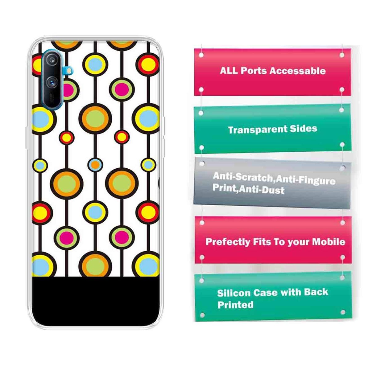 Amazon Brand - Solimo Designer Multicolor Bubble Line Pattern Printed Soft Back Case Mobile Cover for Realme C3