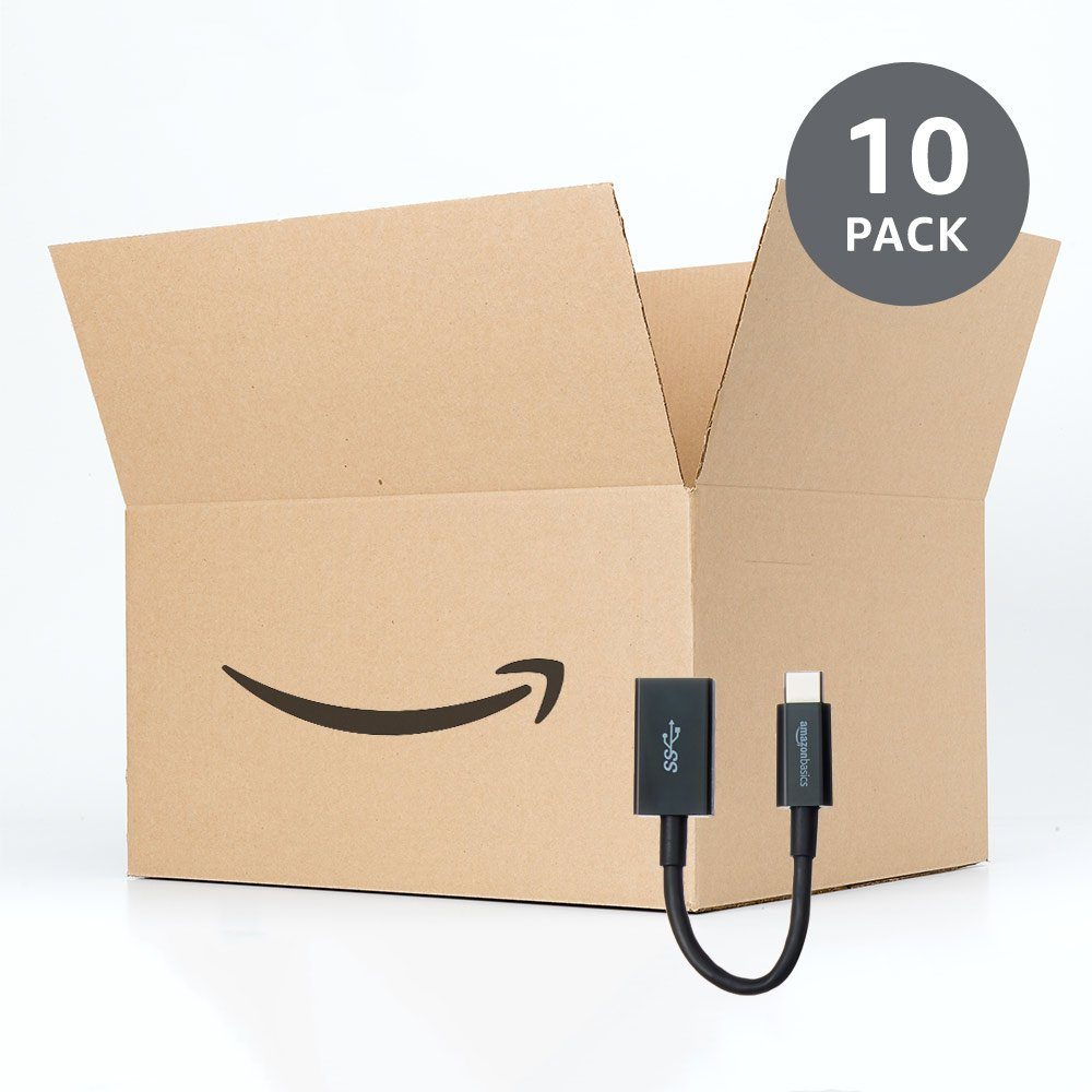 AmazonBasics USB Type-C to USB 3.1 Gen1 Female Adapter - Black_10 Pack