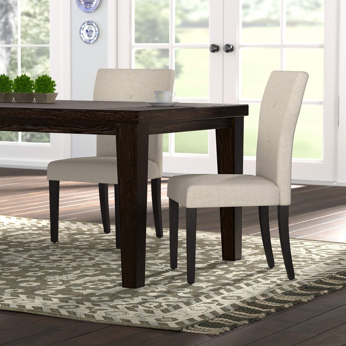 Amazon Brand – Ravenna Home Modern Dining Chair, 36.25 Inch Height, Beige, Set of 2