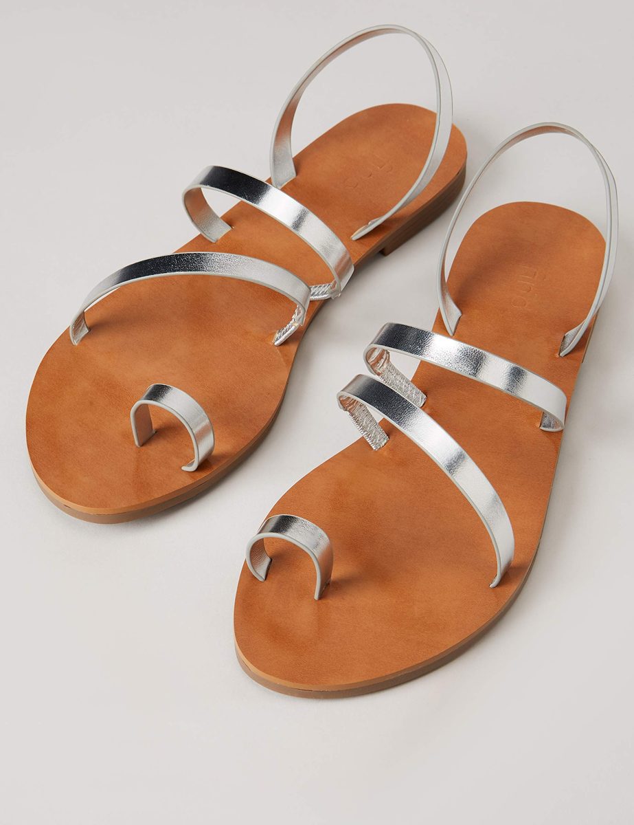 find. Women's Flat Gladiator Sandals, (Silver), 8 UK