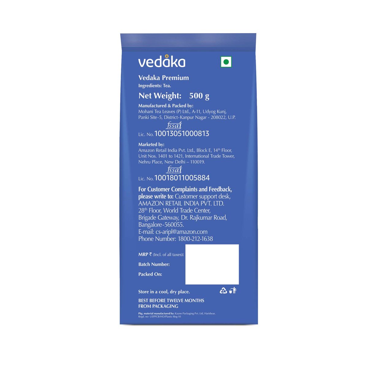 Amazon Brand - Vedaka Premium Tea, 500g