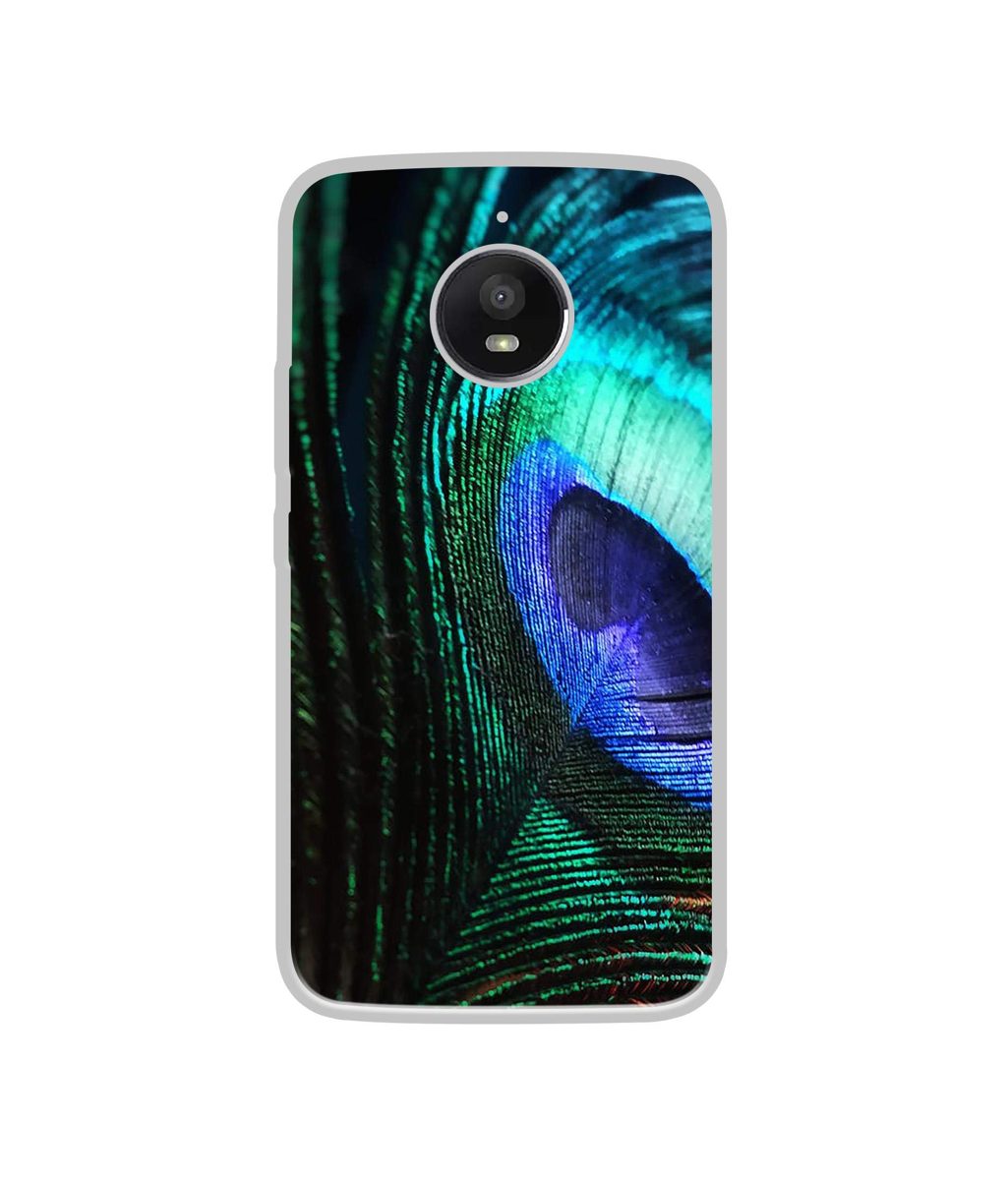 Amazon Brand - Solimo Designer Peacock Feather UV Printed Soft Back Case Mobile Cover for Motorola Moto E4 Plus