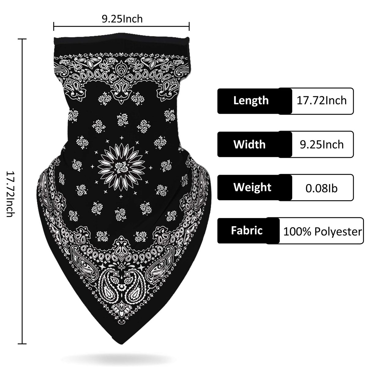 JSPA Unisex Ear Hangers Face Balaclava Washable Face Shield Protective Mouth Cover Scarf Neck Gaiter Breathable Anti-UV Face Bandanas Wristband Sweatband Balaclava for Wind Dust Bugs Protection