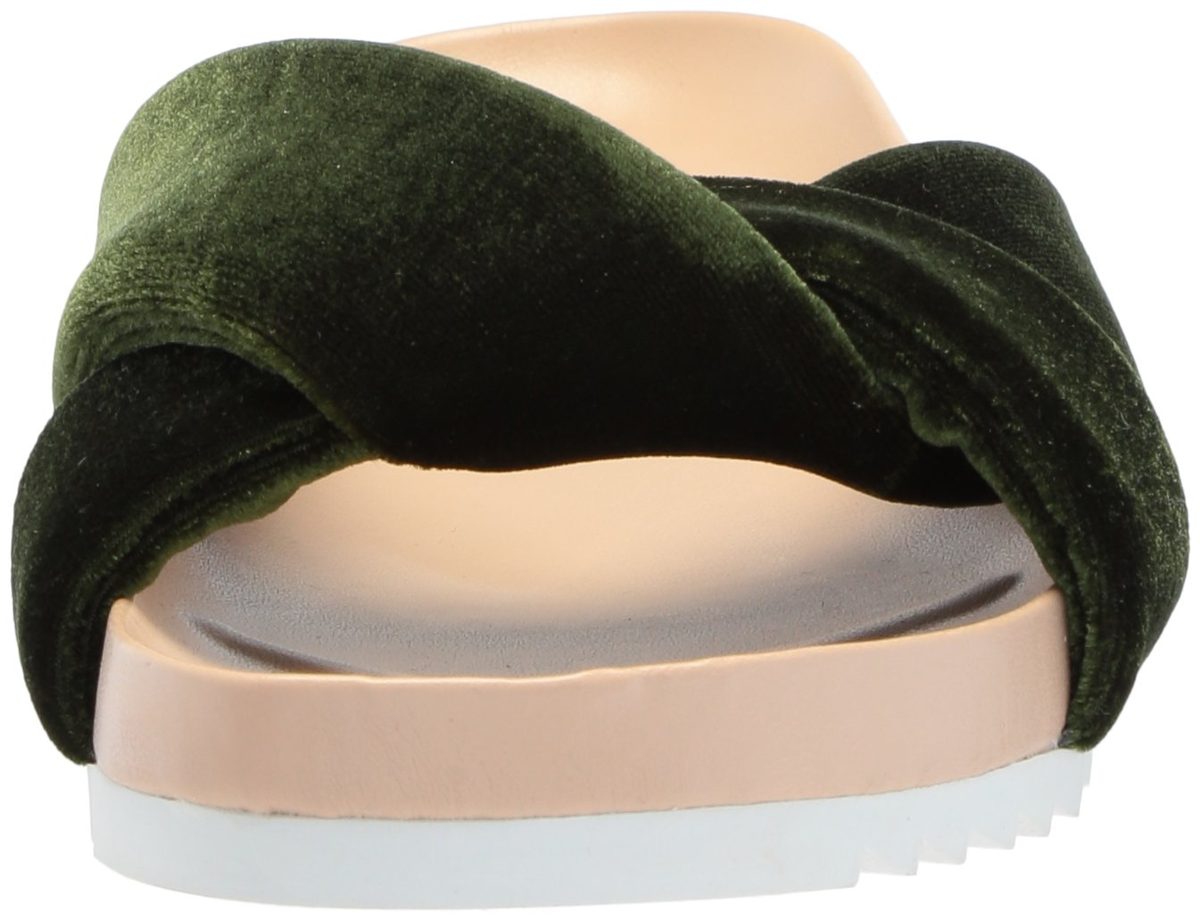 Amazon Brand - The Fix Women's Violet Twist Strap Soft Footbed Slide Sandal Flat, Olive Velvet, 9.5 B US