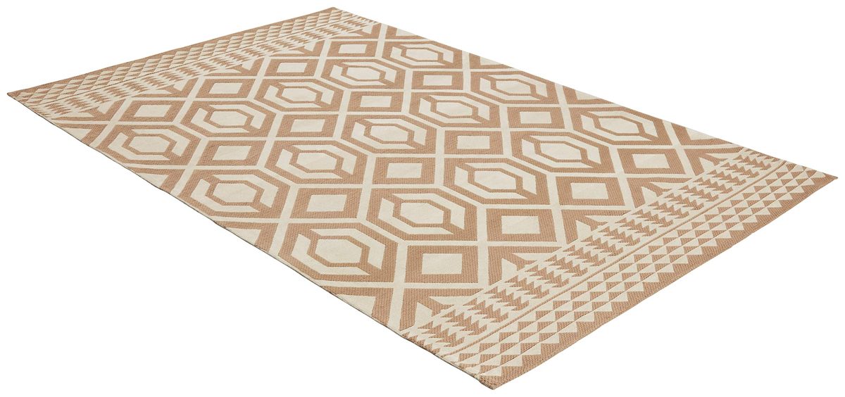 Amazon Brand – Rivet Modern Lattice-Patterned Rug, 5' x 8', Beige and Cream