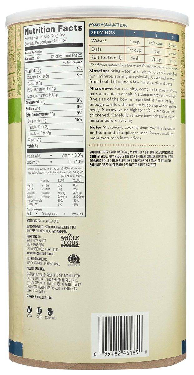365 Everyday Value, Organic Quick Oats, 42 oz