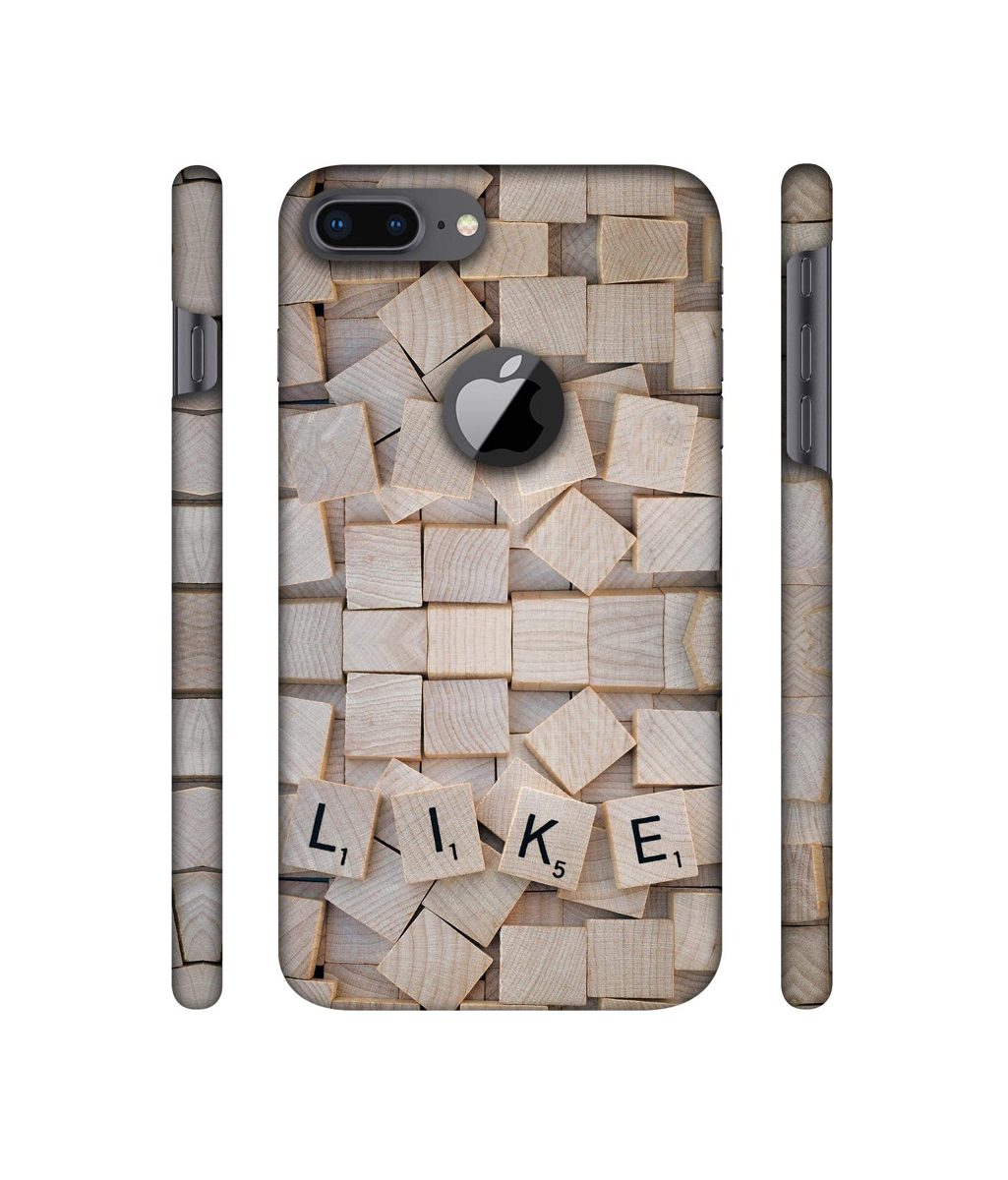 Amazon Brand - Solimo Designer Like On Wooden Block 3D Printed Hard Back Case Mobile Cover for Apple iPhone 8 Plus (with Logo Cut)