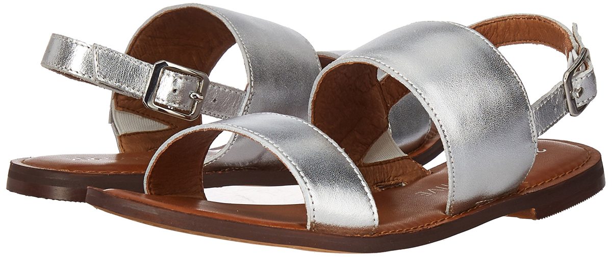 Amazon Brand - 206 Collective Women's Cedar Casual Double Band Sandal, Silver Leather, 11.5 B US