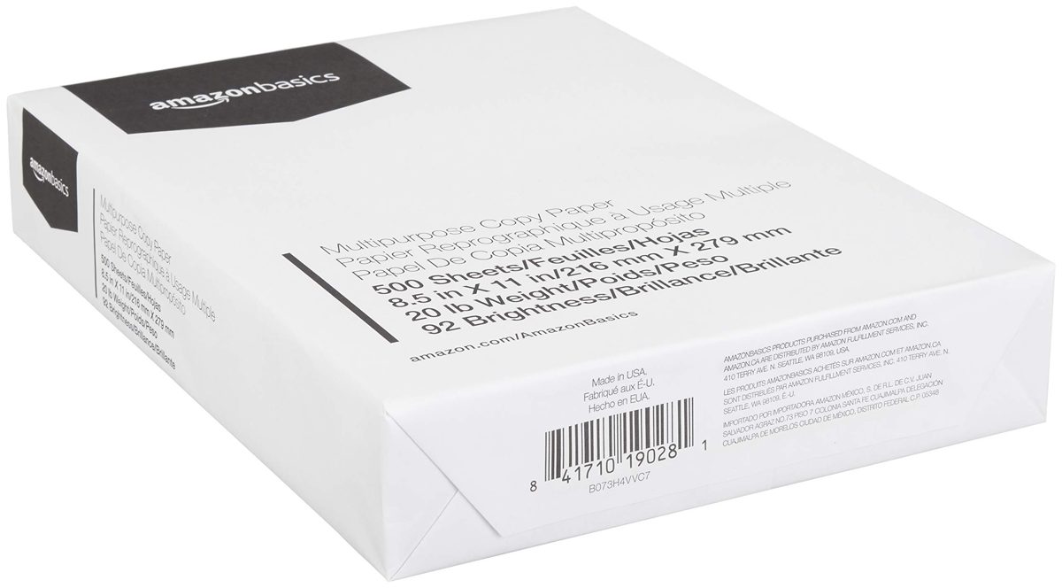 AmazonBasics 12-Sheet Cross-Cut Paper and Credit Card Home Office Shredder & 92 Bright Multipurpose Copy Paper - 8.5 x 11 Inches, 10 Ream Case (5,000 Sheets)