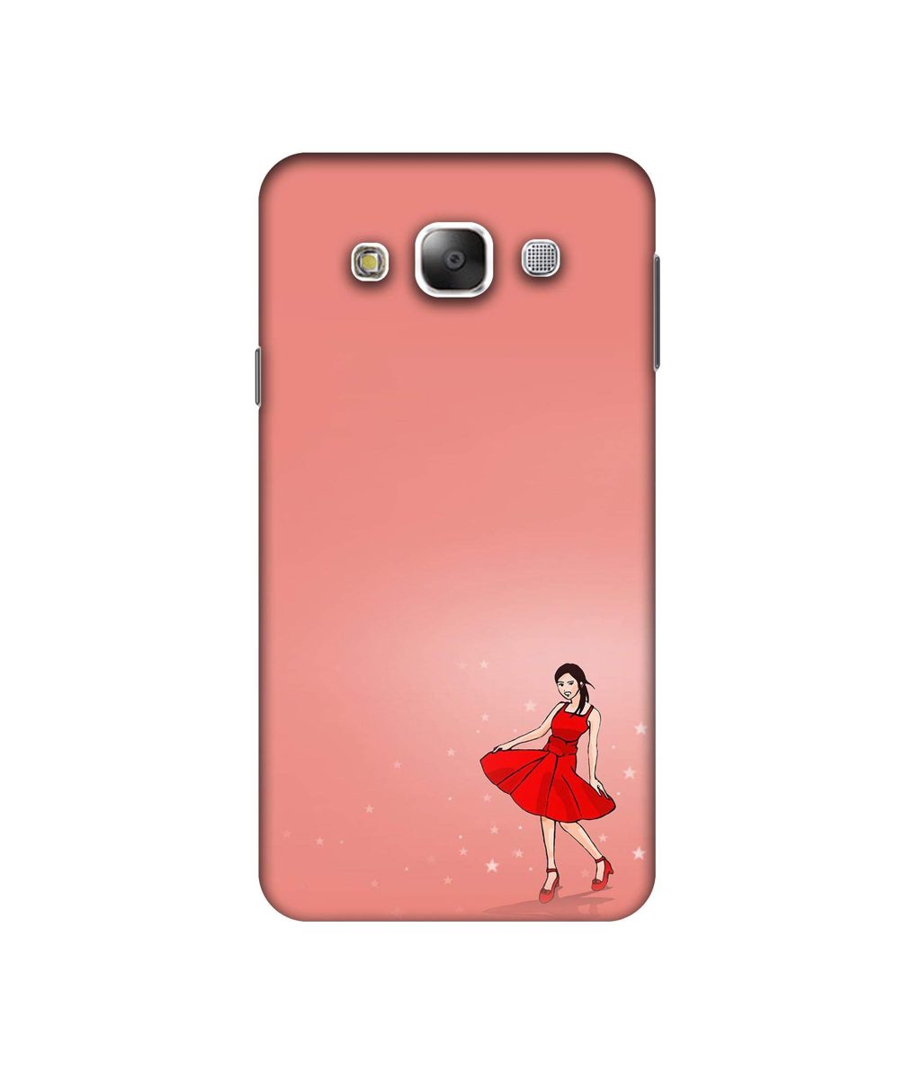 Amazon Brand - Solimo Designer Red Dress Lady 3D Printed Hard Back Case Mobile Cover for Samsung Galaxy E5