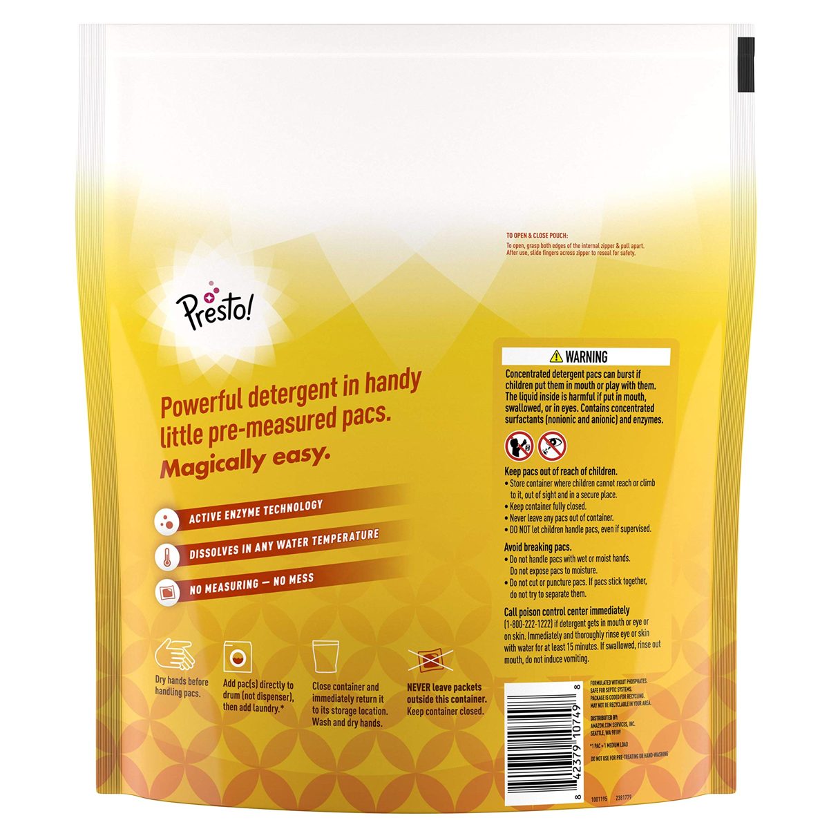 Amazon Brand- Presto! Laundry Detergent Pacs, Fresh Scent, 35 Count