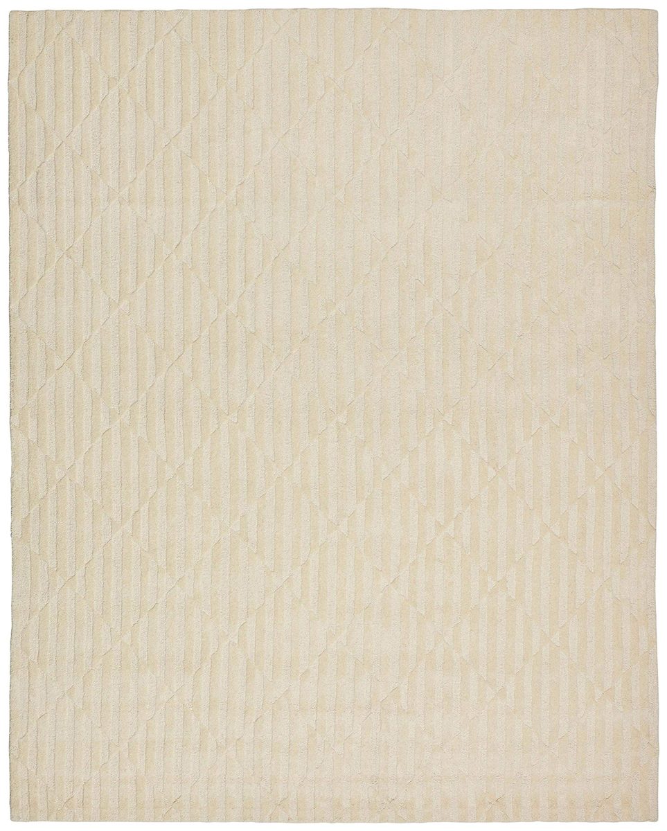 Amazon Brand – Rivet Geometric Criss-Cross Woven Wool Area Rug, 8 x 10 Foot, Cream