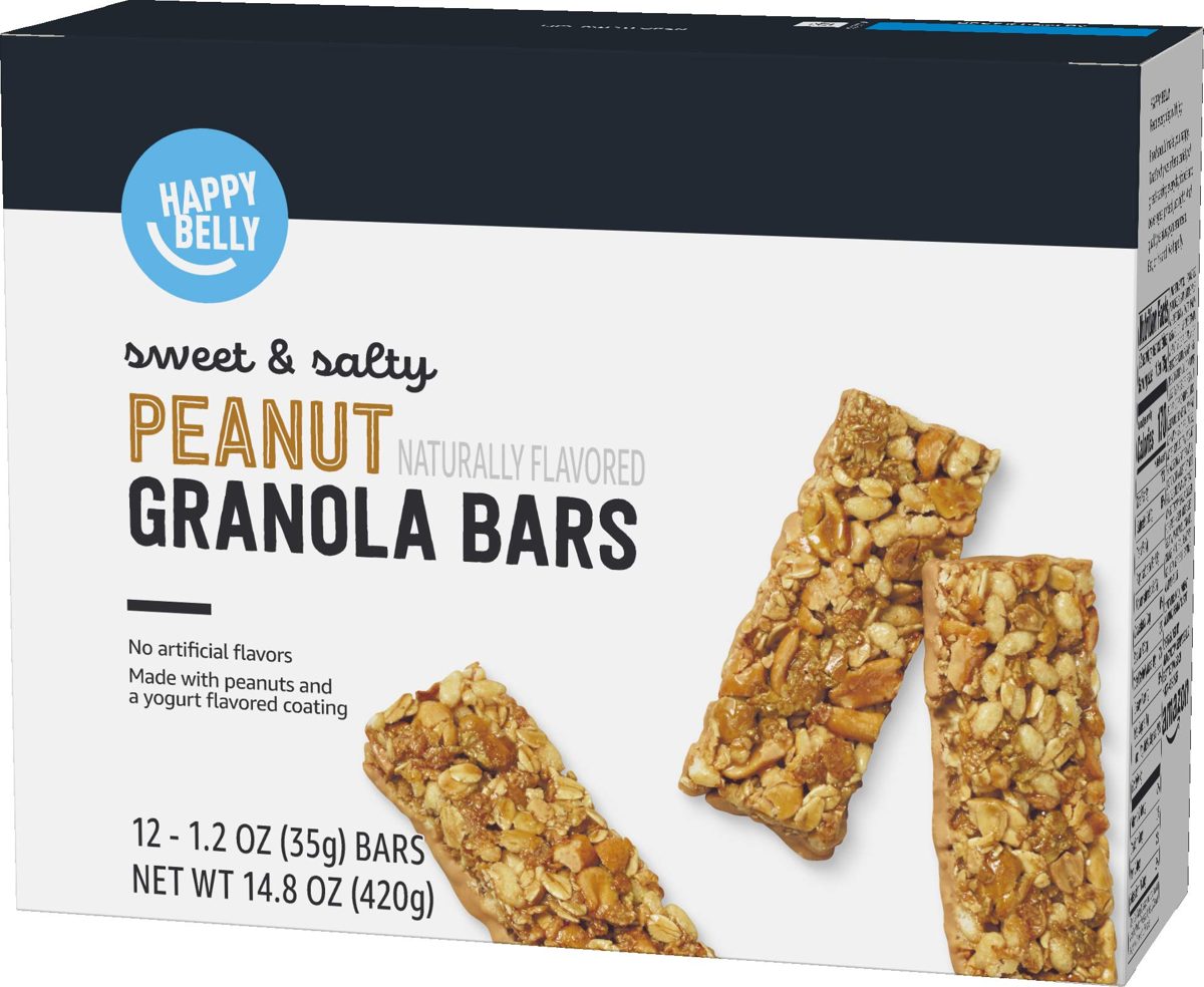 Amazon Brand - Happy Belly Sweet & Salty Peanut Granola Bars, 12 Count