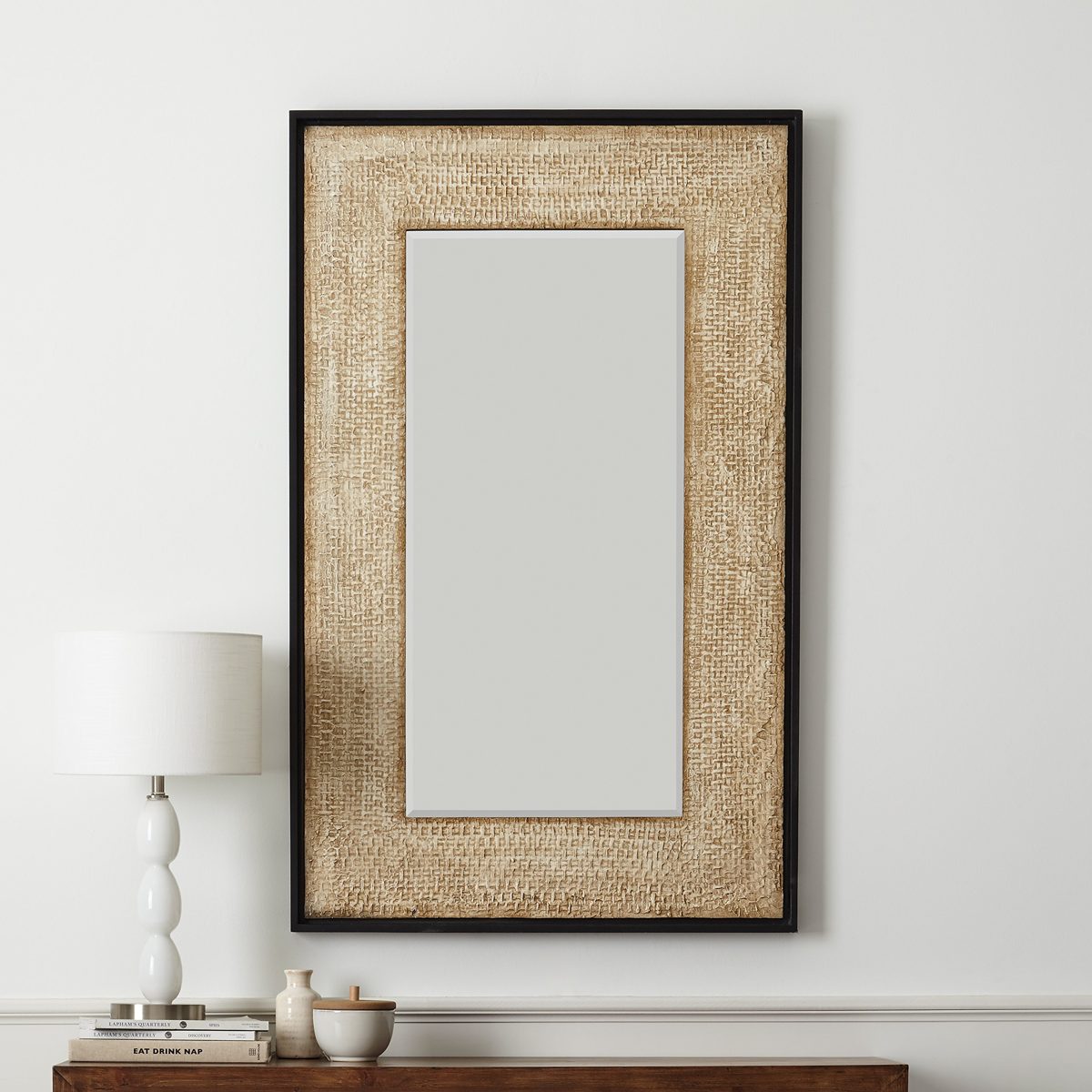 Amazon Brand – Stone & Beam Rustic Woven Frame Mirror, 48" H, Natural