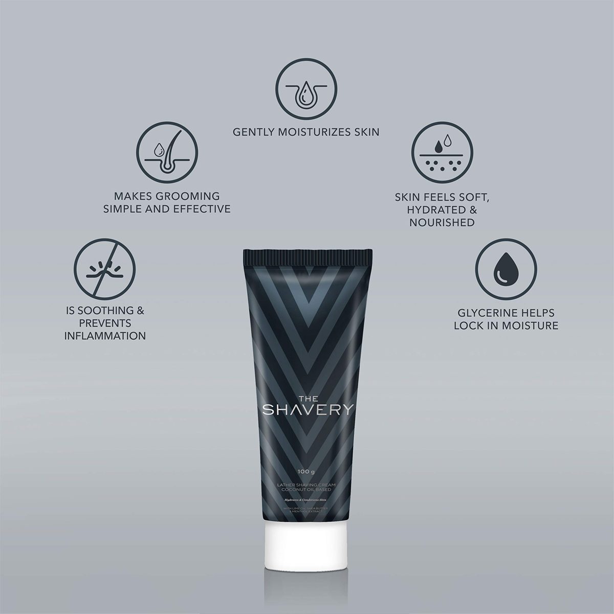 Amazon Brand - The Shavery Lather Shaving Cream (With Lime Oil, Shea Butter & Menthol Extract) - 100g (Pack of 2)