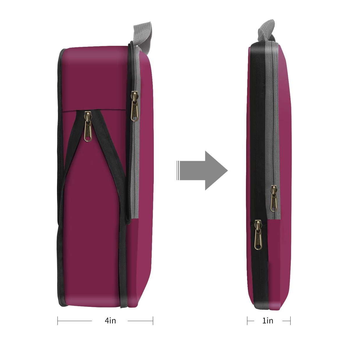 Eono by Amazon - Compression Packing Cubes, Travel Luggage Organiser Set, Travel Cubes, Extensible Organizer Bags for Travel Suitcase Organization, Burgundy, 4 Set