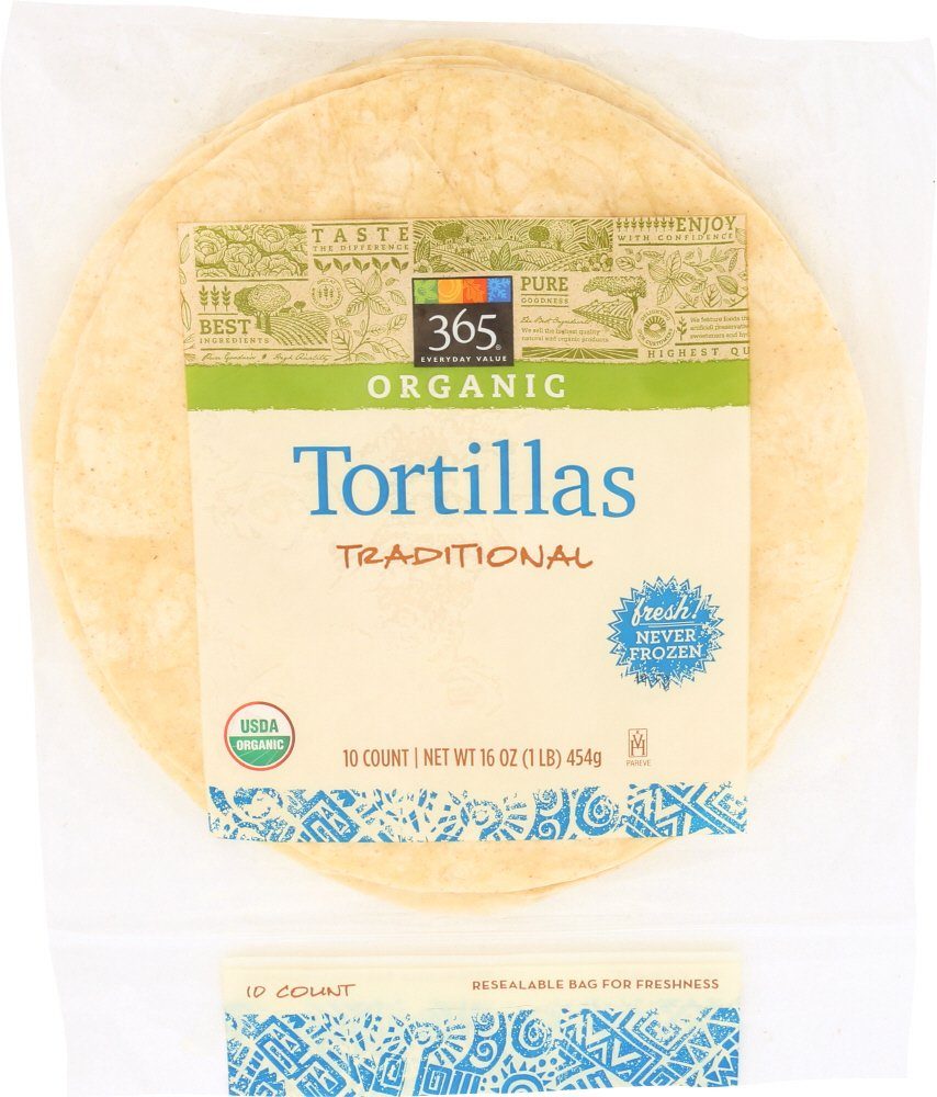 365 Everyday Value, Organic Tortillas Traditional, 8", 10 ct