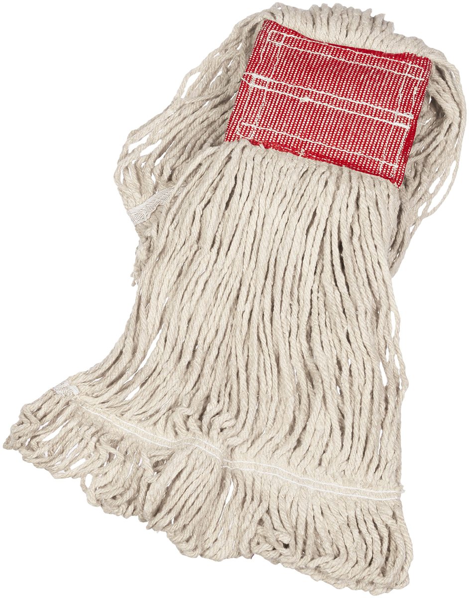 AmazonBasics Loop-End Synthetic Commercial String Mop Head, 5 Inch Headband, Medium, White, 6-Pack
