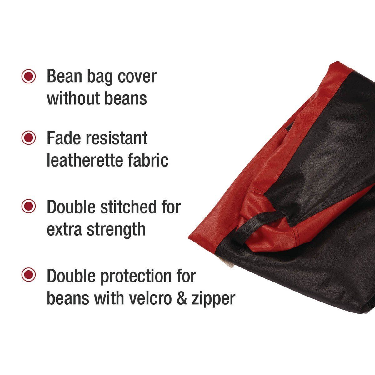Amazon Brand - Solimo XXXL Bean Bag Cover Without Beans (Red and Black)