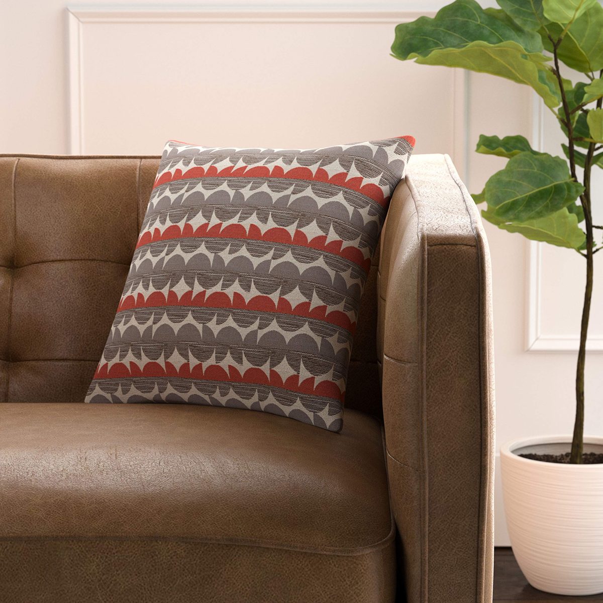 Amazon Brand – Rivet Mid-Century Graphic Throw Pillow - 17 x 17 Inch, Blue / Red