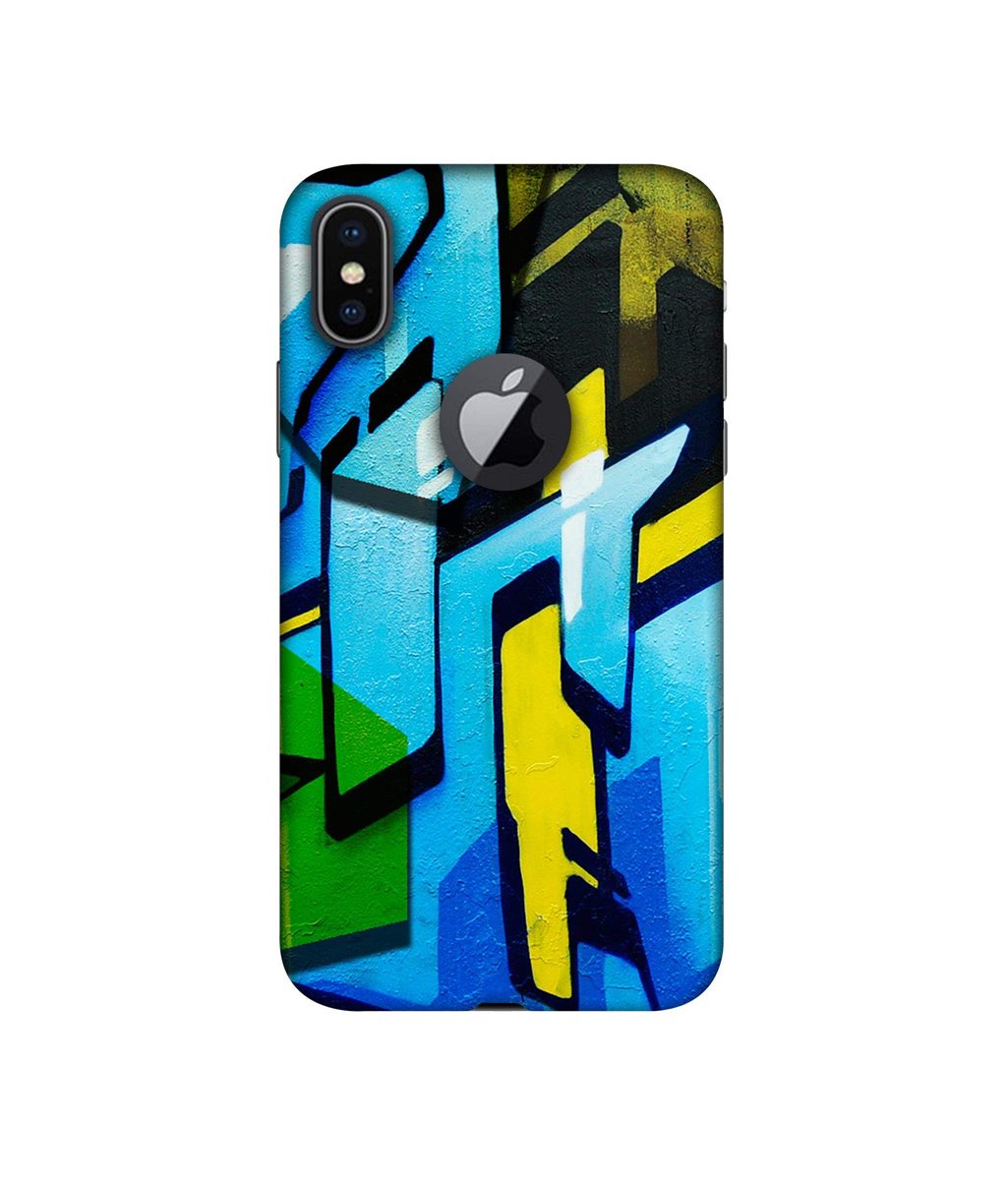 Amazon Brand - Solimo Designer Blue and Yellow Texture 3D Printed Hard Back Case Mobile Cover for Apple iPhone X (Logo Cut)
