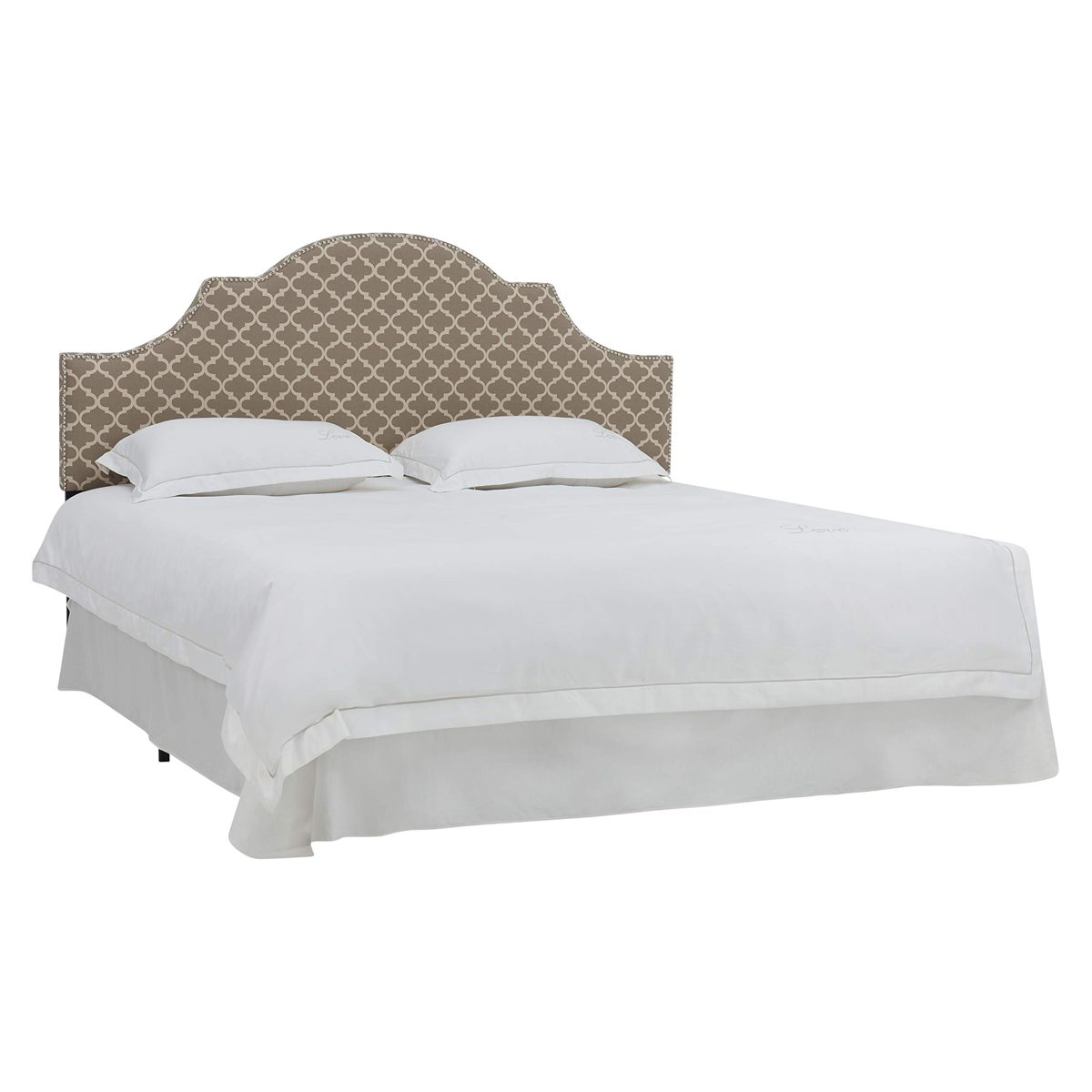 Amazon Brand – Ravenna Home Trellis Pattern Upholstered Headboard - King, 77.6 Inch, Grey and Cream