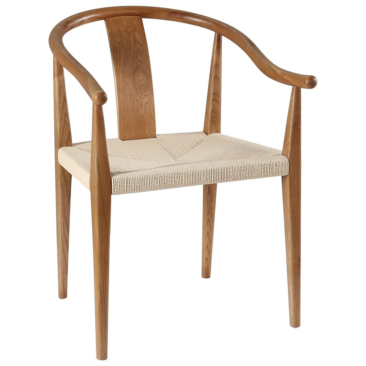 Amazon Brand – Stone & Beam Wishbone and Rattan Dining Chair with Arms, 21.9"W, Brown