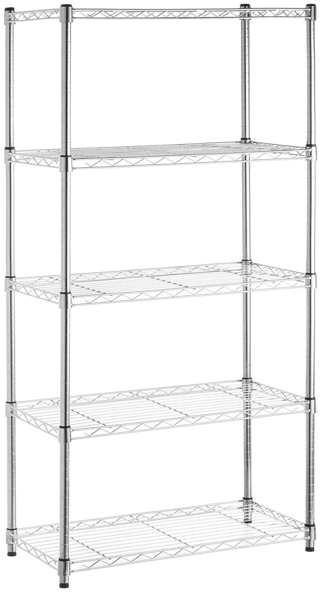 AmazonBasics 5-Shelf Shelving Unit on 4in Casters, Chrome (Renewed)