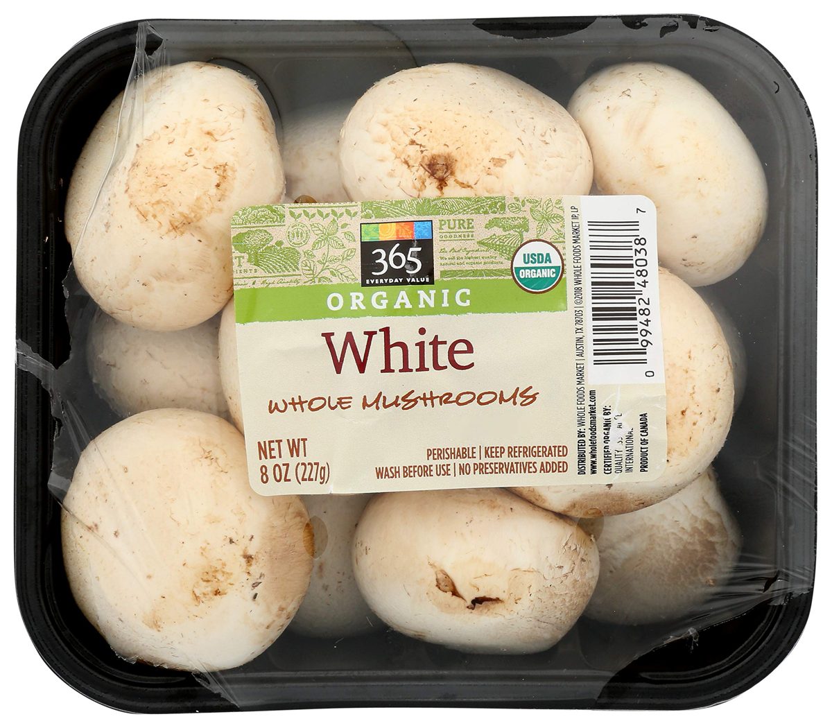 365 Everyday Value, Organic White Whole Mushrooms, 8 oz