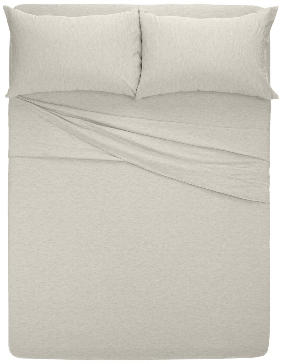 AmazonBasics Heather Cotton Jersey Bed Sheet Set - Queen, Oatmeal