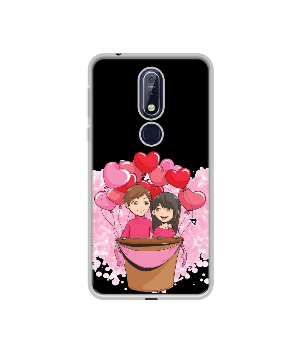 Amazon Brand - Solimo Designer Boy and Girl UV Printed Soft Back Case Mobile Cover for Nokia 7.1