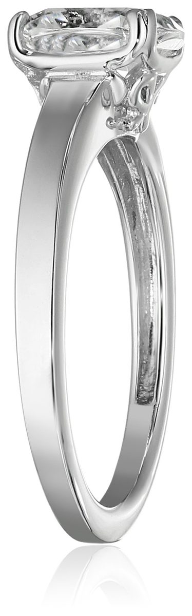 Platinum-Plated Silver Cushion-Cut Solitaire Ring made with Swarovski Zirconia, Size 5