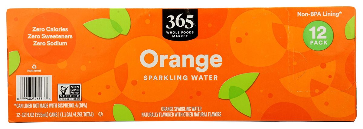 365 by Whole Foods Market, Sparkling Water, Orange (12-12 Fl Oz Cans), 144 Fl Oz