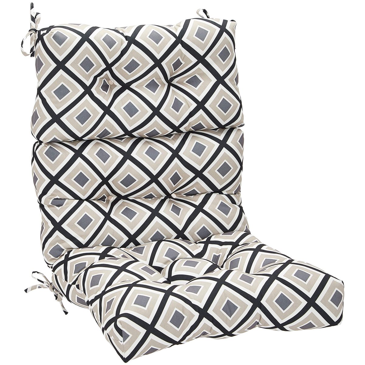 Amazon Basics Tufted Outdoor High Back Patio Chair Cushion- Black Geo