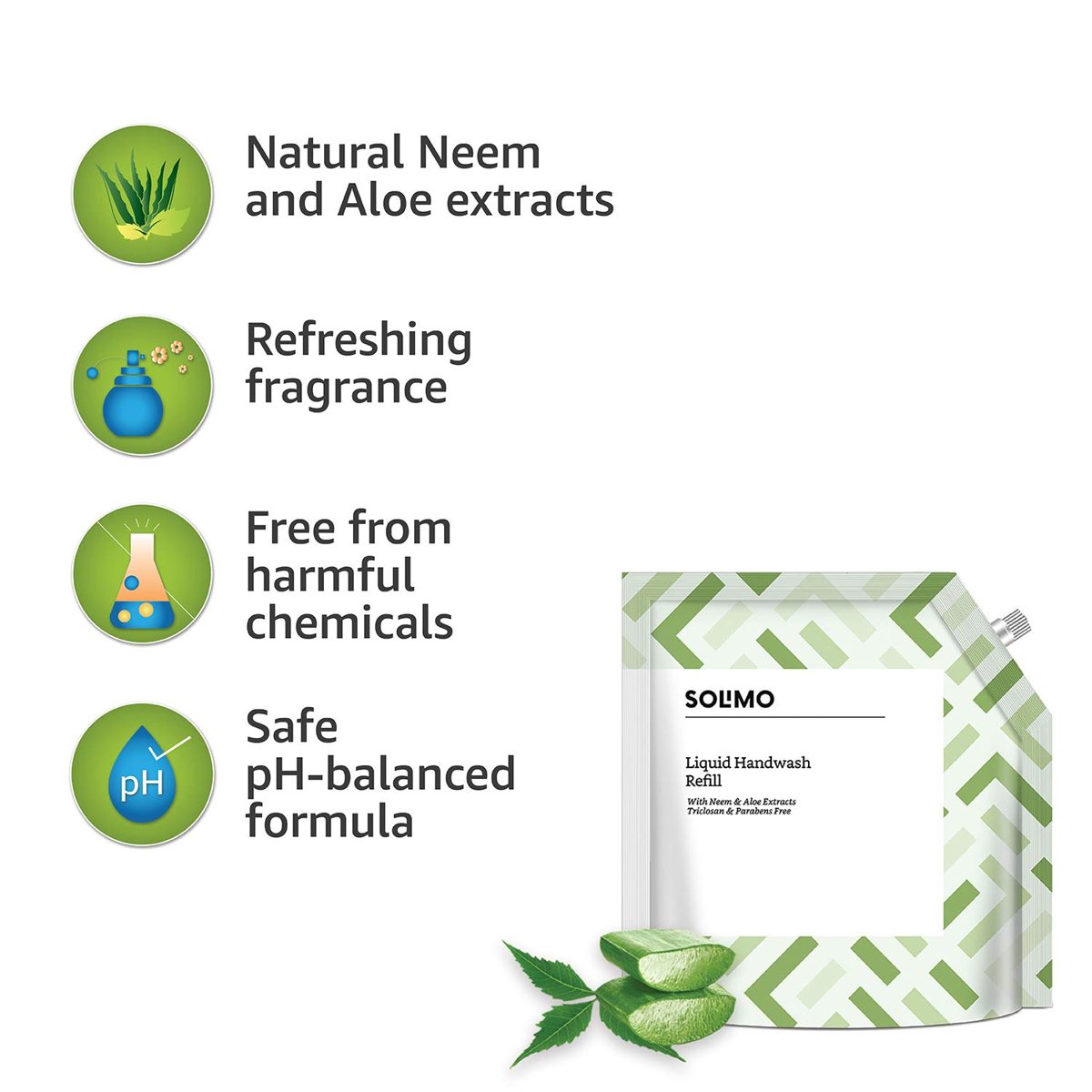 Amazon Brand - Solimo Handwash Liquid Refill, Neem & Aloe - 1500 ml
