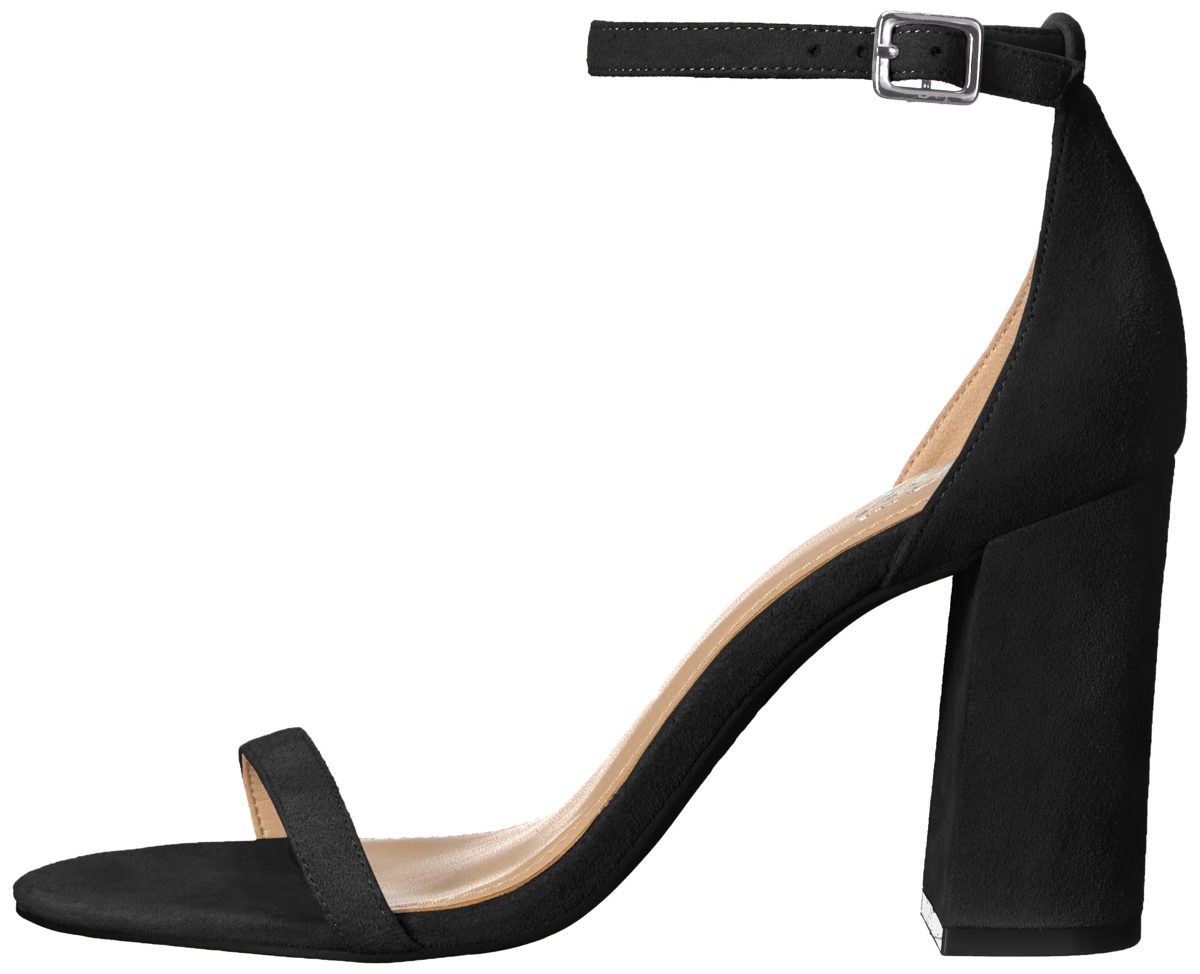 Amazon Brand - The Fix Women's Gracie Block Heel Strappy Sandal Heeled, Black Suede, 6.5 B US