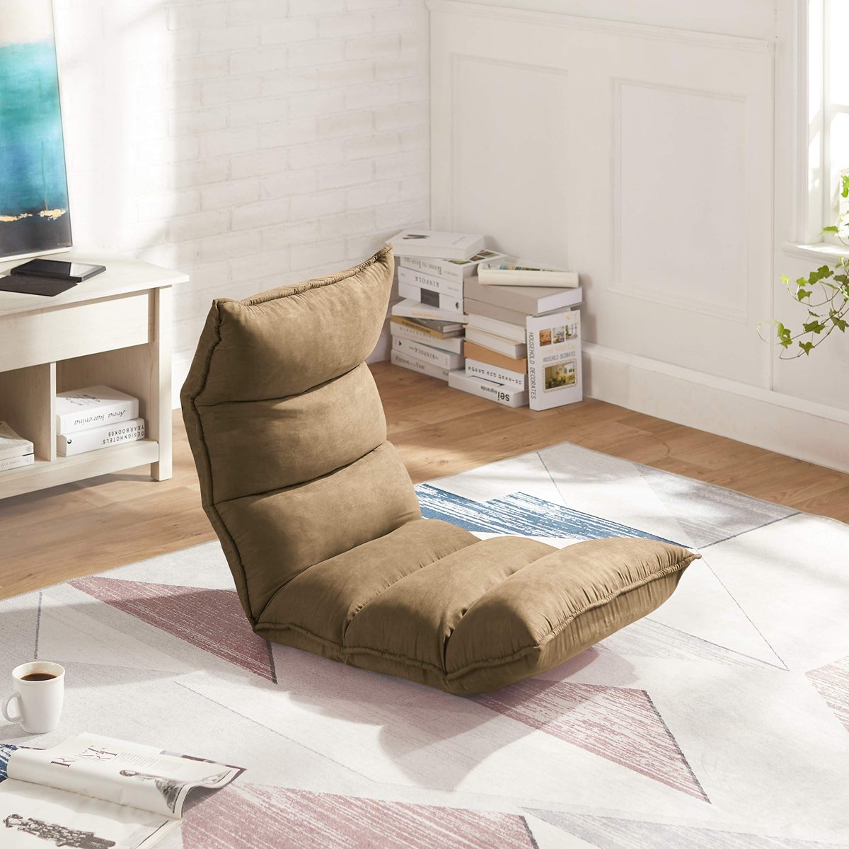 AmazonBasics Fully Adjustable 53-inch Memory Foam Floor Chair - Brown