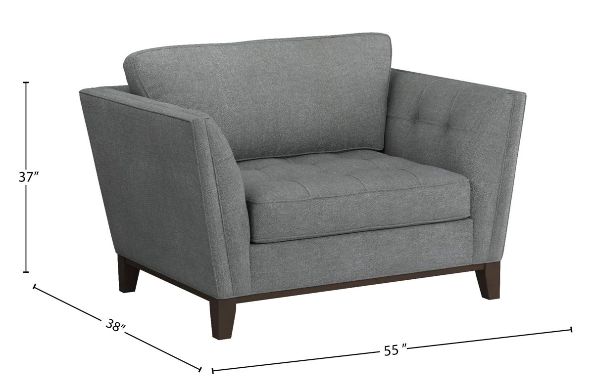 Amazon Brand – Stone & Beam Lyon Upholstered Chair-and-a-Half, 55"W, Steel