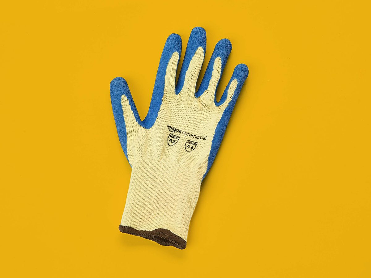 AmazonCommercial 10G Kevlar & Wrinkle Latex (Yellow/Blue), Size L, 6 Pairs