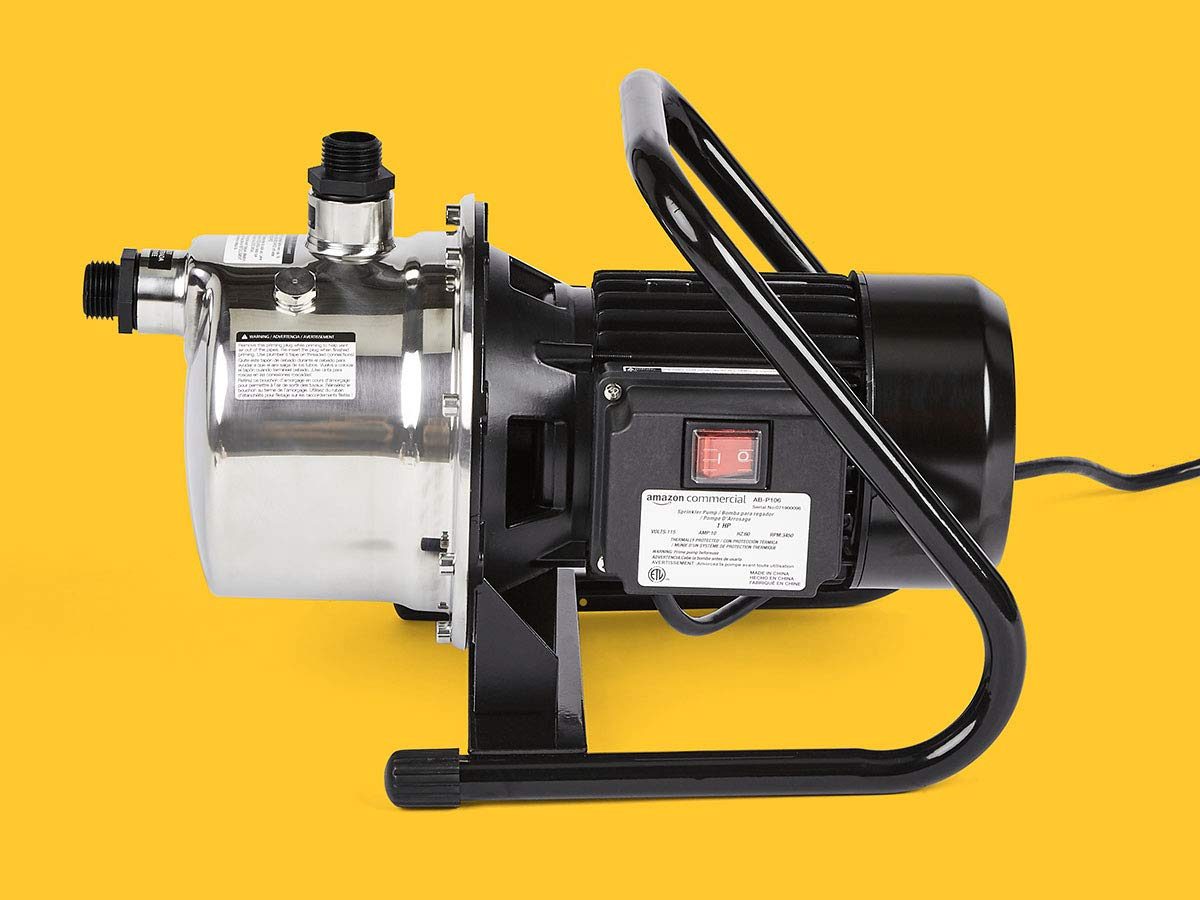AmazonCommercial 1 HP Portable Lawn Sprinkler Pump, Stainless Steel
