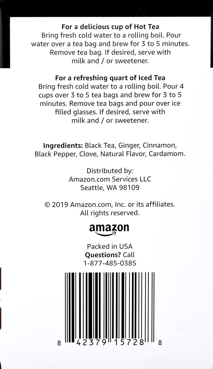 Amazon Brand - Happy Belly Chai Black Tea Bags, 20 Count