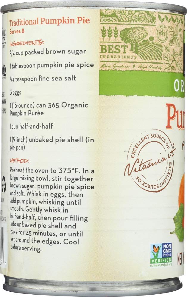 365 Everyday Value, Organic Pumpkin Puree, 15 oz