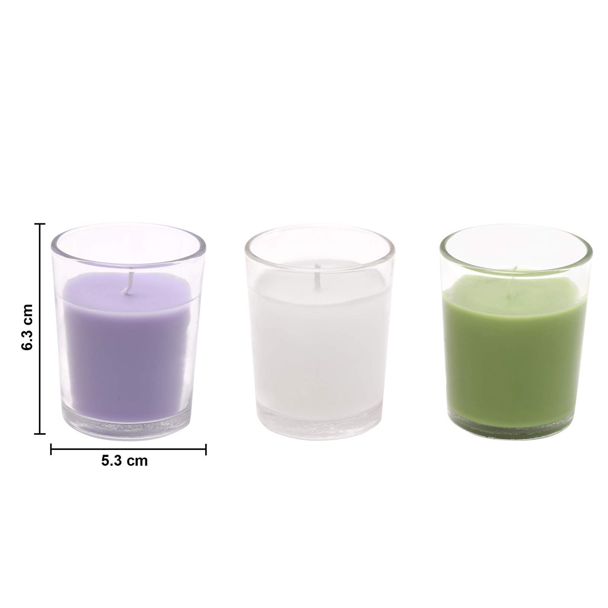Amazon Brand - Solimo Votive Glass Candles, Pack of 12 (Scented - Jasmine, Lavender &Â Lemon Grass)